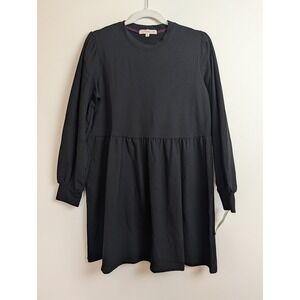 NWT Rewind Juniors M Black Long Sleeve Jersey Knit Stretch Babydoll Dress